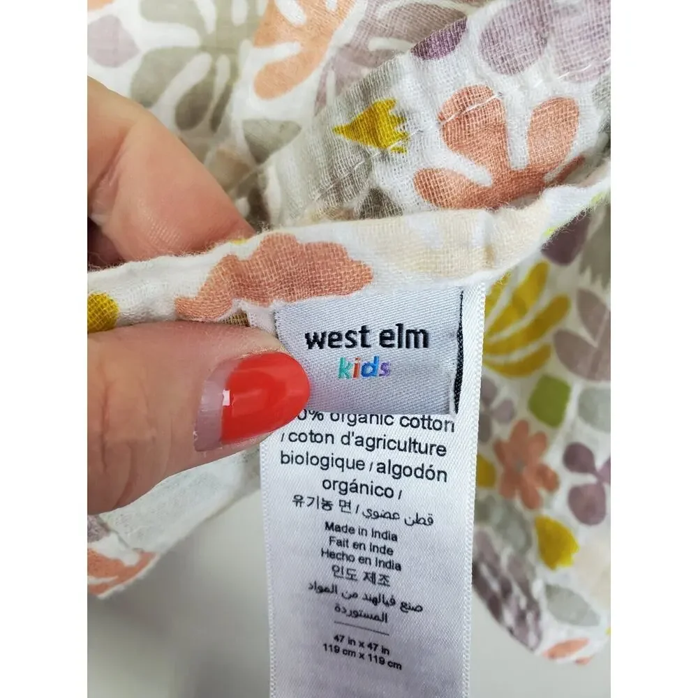 West Elm‎ Kids Baby Girls Swaddle Blanket Organic Cotton Colorful Lightweight